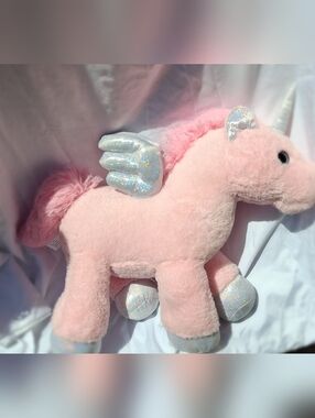 Kellytoy Pink Unicorn Plush with Sparkle Wings and Hooves